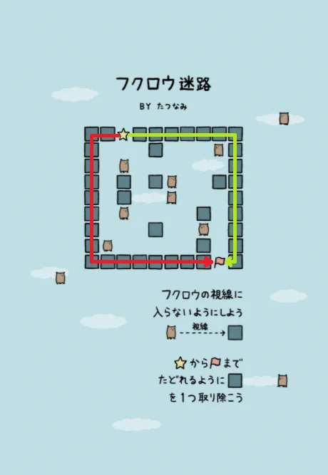 @qrostar ■ is stop（■は壁で通過できない　等）
の構文がないから２通りの道を提案
いつから■が通っちゃいけない場所だと錯覚していた？
まぁ、本当は■雲雲梟の所削除が正解なんだろうけど。🤔 