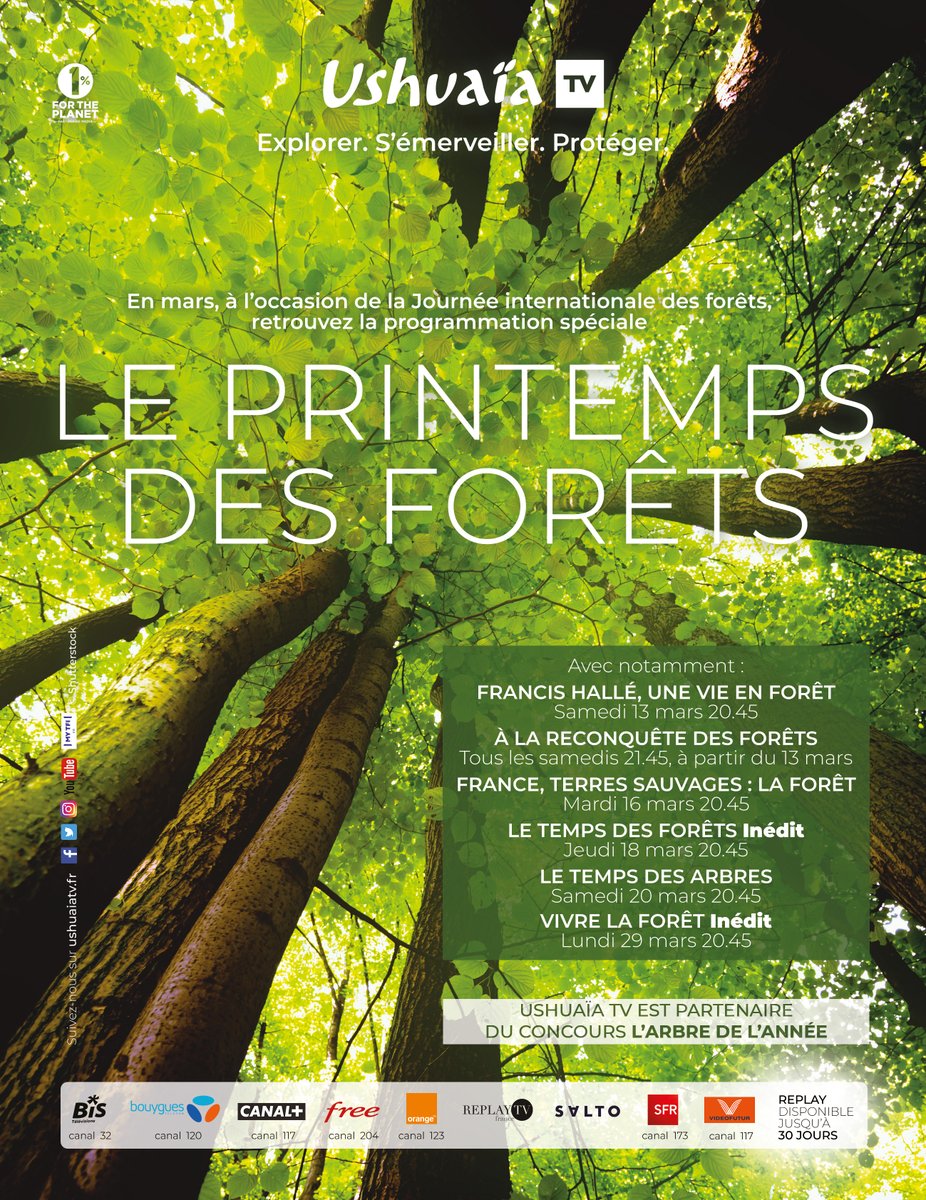 csommet's tweet photo. A l'occasion de la #journéeinternationaledesforêts @Ushuaia_TV s'associe à @EcoTree_contact autour du "printemps des forêts"
https://t.co/z1y5SkZkzw
#JIF2021 #forêts @JIF_France #TF1Initiatives https://t.co/t2mjWdONZK