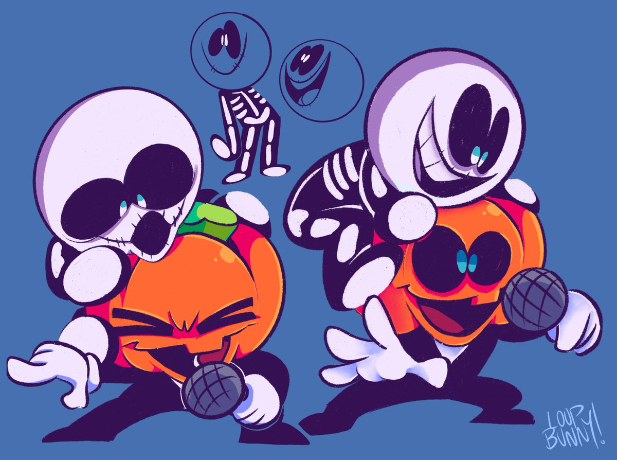 Loopbunnysart Spooky Boys Skidandpump Spookymonth Fridaynightfunkin Fnf Art Skid Pump