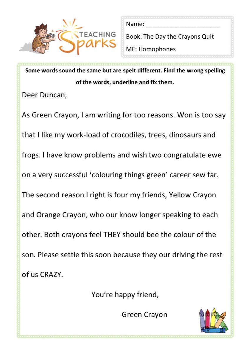 TeachingSparks's tweet image. 💚How amazing is the book The Day the Crayons Quit? My class loved it and I would definitely recommend reading it with your class!

Check out some of the resources we created to help children with their literacy skills alongside reading the story...

teachingsparks.com/resources/key-…