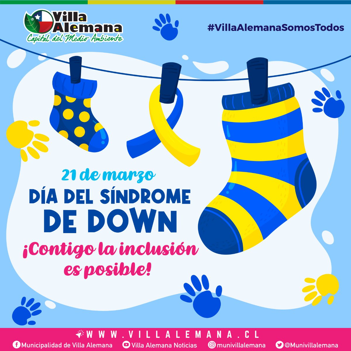 Munivillalemana's tweet photo. 💙💛 Hoy y como siempre le damos honor a un maravilloso seres y capaces ✌ En este #díadelSíndromedeDown registrar los derechos de las personas con la alteración de cromosomas y trabajemos por un mundo mas inclusivo✨

#villaalemanaavanza #villaalemanasomostodos https://t.co/6aejO1RijC