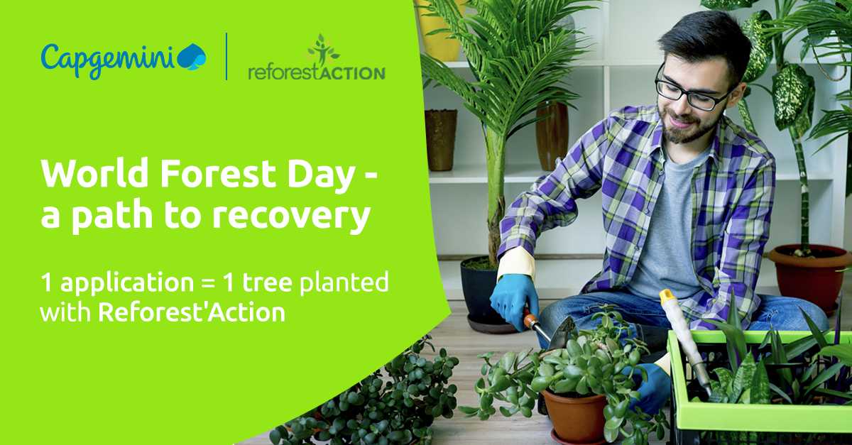 Capgemini has been contributing to forest preservation by simply, offering the applicant an opportunity to plant their own tree by using an online code. Plant your own tree by applying here  ow.ly/pHyY50E3n7t 
#WorldForestDay #LifeatCapgemini #GettheFutureYouWant
