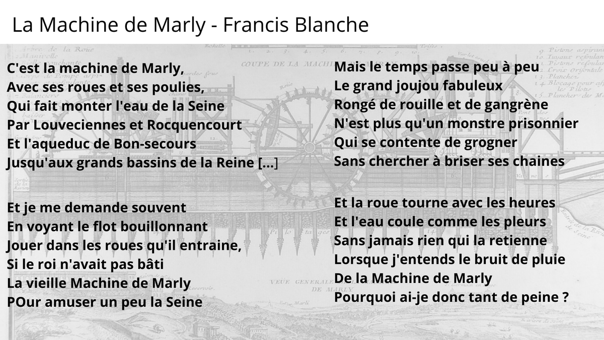 museemarly's tweet photo. #LeSaviezVous : Auteur de poèmes et parolier de chansons ... Francis Blanche (1921-1974) dédie une chanson à la machine de Marly ⚙️⛲.
En cette #journeemondialepoesie, en voici un extrait.
@EauxSeineOuest
#machinedemarly #Bougival #Louveciennes https://t.co/t2wzVktRSa