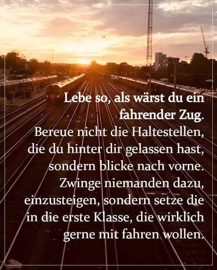 Žij tak, jako bys byl jedoucí vlak. Nelituj zastávek, které jsi nechal za sebou, ale dívej se kupředu. Nenuť nikoho nastoupit, ale posaď do první třídy ty, kteří s tebou opravdu chtějí jet. 
Krásný jarní den, milí kolegové a #CD cestující. 💙🍀

*vypůjčeno od kolegů z Německa.