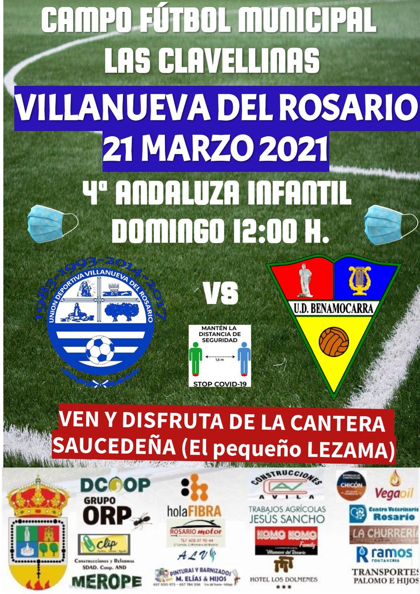 🏟️ MATCH DAY | A partir de las doce rodará el balón en Las Clavellinas para el infantil de Francis Rico. Se medirán al UD Benamocarra.