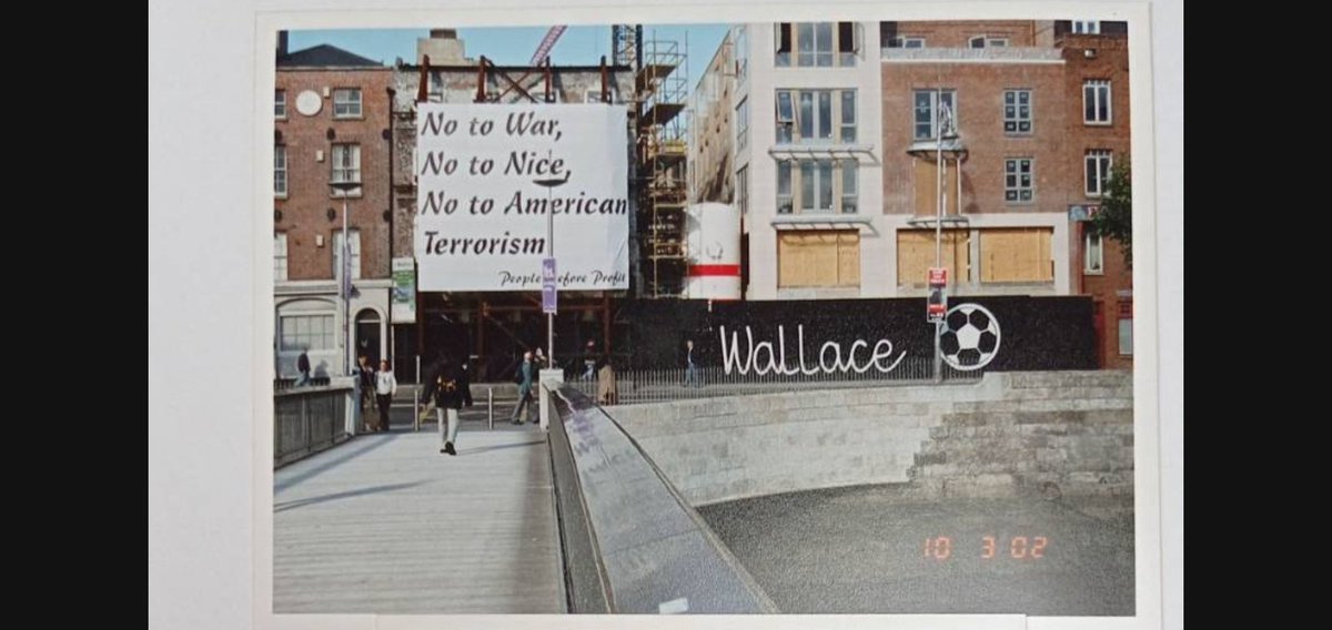 We put up a banner opposing imminent illegal #IraqWar in 2002 which was sadly supported by Irish Government. I had 10 Construction Projects with Dublin City Council at the time - was warned that Gov wanted it down, and I'd get no more work if I refused -They kept their promise...