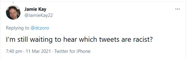 If you go back to 2018 when he came on twitter, he said racist things all the time. That is RECENT. He must have learnt to hide it in 2019.But mate, he doesn’t like to be reminded of it. He just denies it. #WhiteFragility