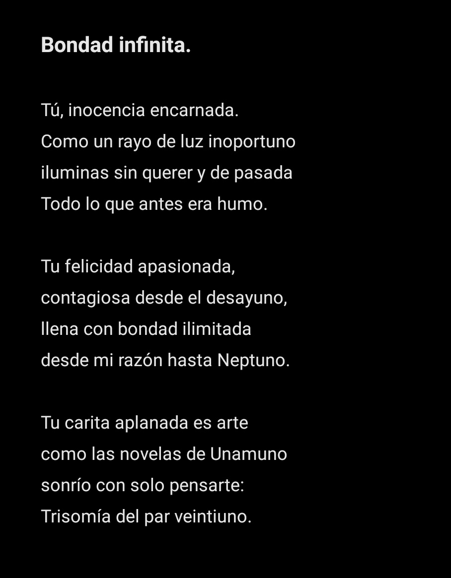 Carloss_Lopez's tweet photo. Hoy es el día internacional de la poesía y de las personas con síndrome de Down. 
Así que he unido ambos conceptos y he aquí el resultado: https://t.co/UkXaTjLIjj