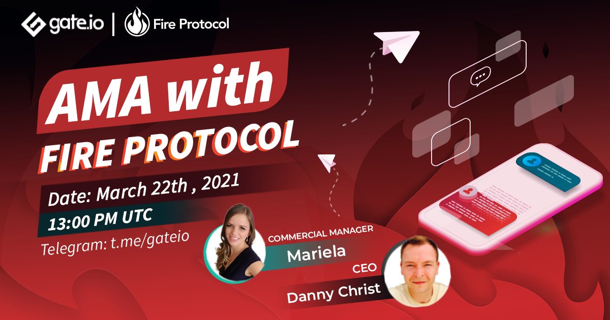 Gate.io (@gate_io) on Twitter photo We have another awesome AMA planned for you guys tomorrow @ 13:00 UTC with <a href="/FireProtocolOS/">Fire Protocol</a> hosted by <a href="/mtanchezm/">Mariela Tanchez</a> 😎
$FIRE is a next-generation protocol Based on HuobiEcoChain, offering a solid combination of #DeFi services 😍
Join:
t.me/gateio/?ch=en_… We have another awesome AMA planned for you guys tomorrow @ 13:00 UTC with <a href="/FireProtocolOS/">Fire Protocol</a> hosted by <a href="/mtanchezm/">Mariela Tanchez</a> 😎
$FIRE is a next-generation protocol Based on HuobiEcoChain, offering a solid combination of #DeFi services 😍
Join:
t.me/gateio/?ch=en_…