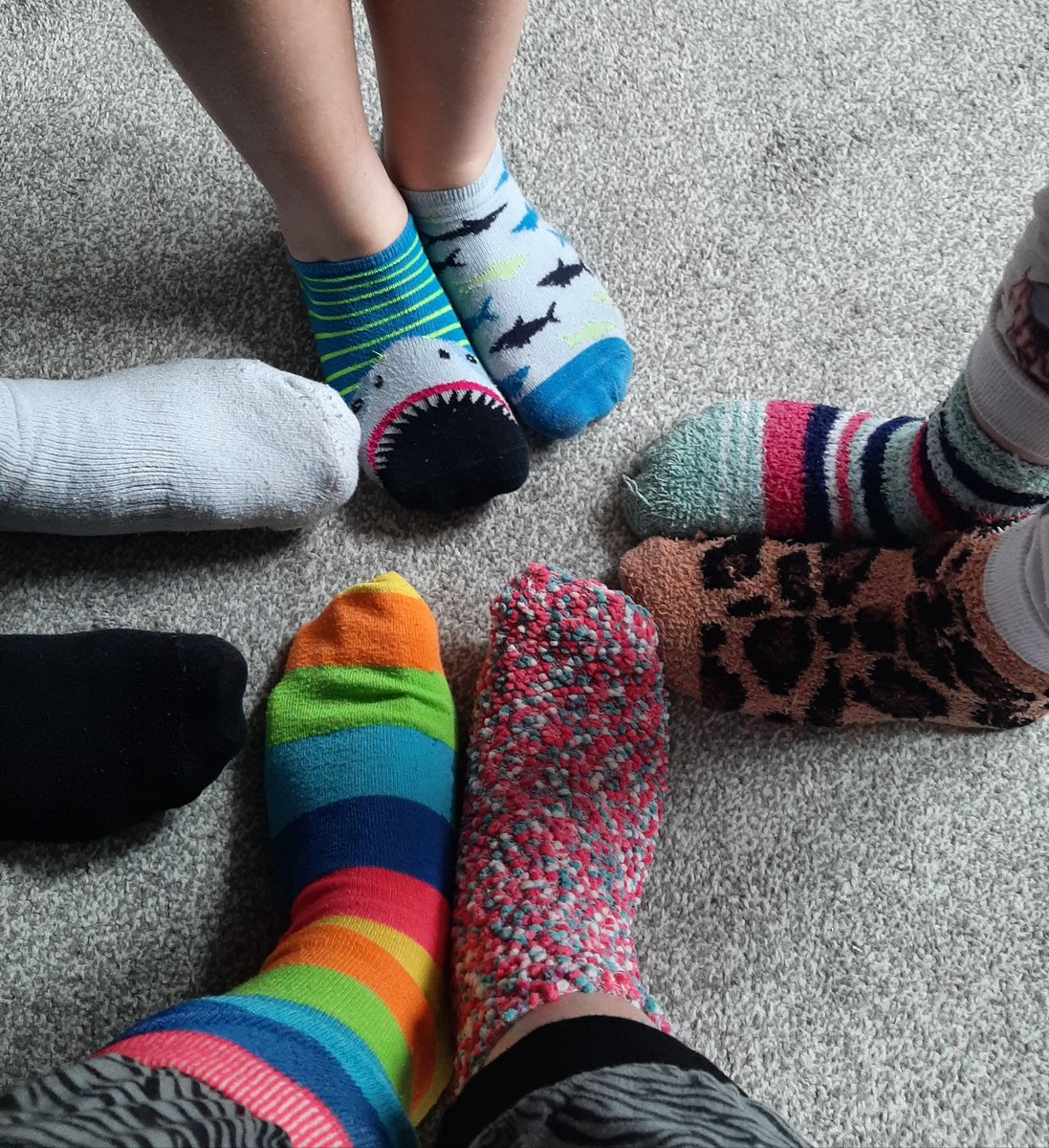 MrsNicD's tweet photo. #WDSD21 #lotsofsocks we are rocking our crazy socks today for World Down Syndrome Day! 🧦(One black and one white is about as crazy as it gets for Andy, 🤣😂) https://t.co/6jbzESQbVn
