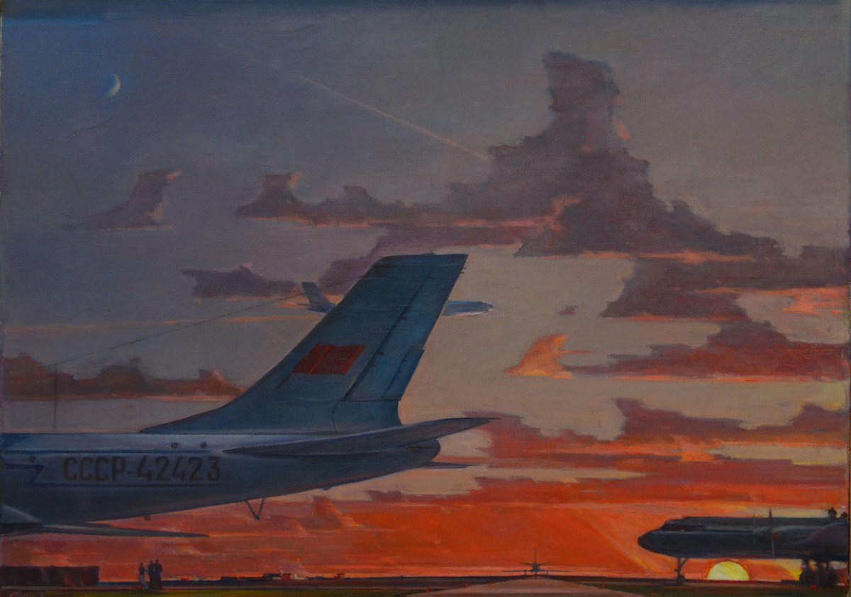 sovietvisuals's tweet image. "Aerodrome" painting by Georgy Nissky, USSR, 1961