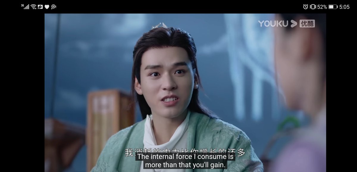 wait I just realized that consume might be a confusing word choice, it's more like "the internal force I use up is more than what you'll gain" (consume might make it sound like he's taking in energy too)  #shlengsubs