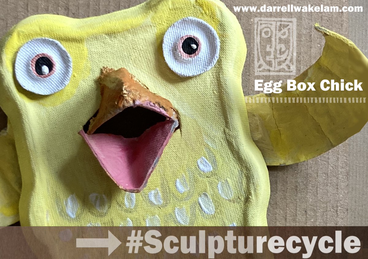 What came first . . . The chicken or the egg . . . box? 
Here’s a little Easter fun . . . the instructions are on the ‘News’ link at darrellwakelam.com
 
“Extraordinary ART from ordinary things.” #SculptuRecycle
#EYFS #EarlyYears #EYShare #Easter #EasterCraft