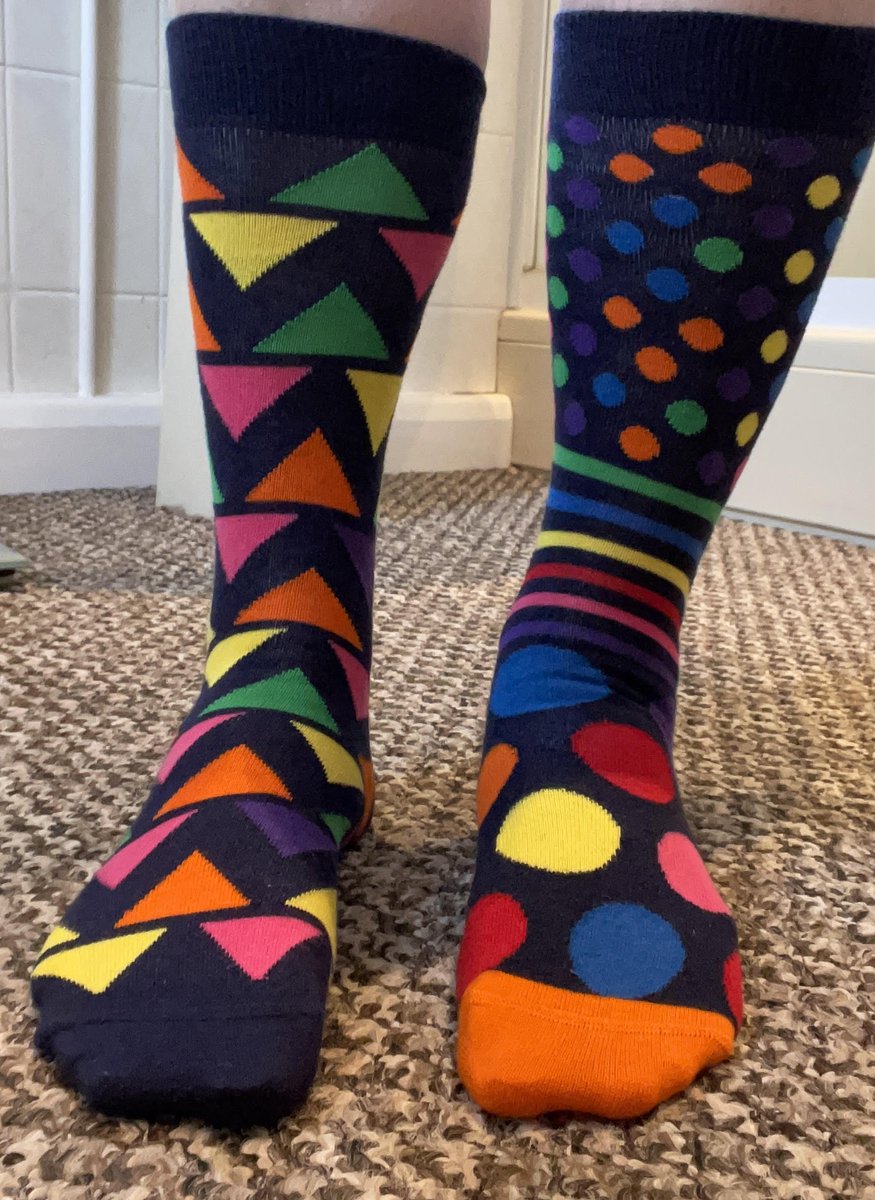 Showing my support for World Down Syndrome day by wearing my most colourful mismatched socks.  #WorldDownSyndromeDay @DSAInfo #LotsOfSocks4DSI