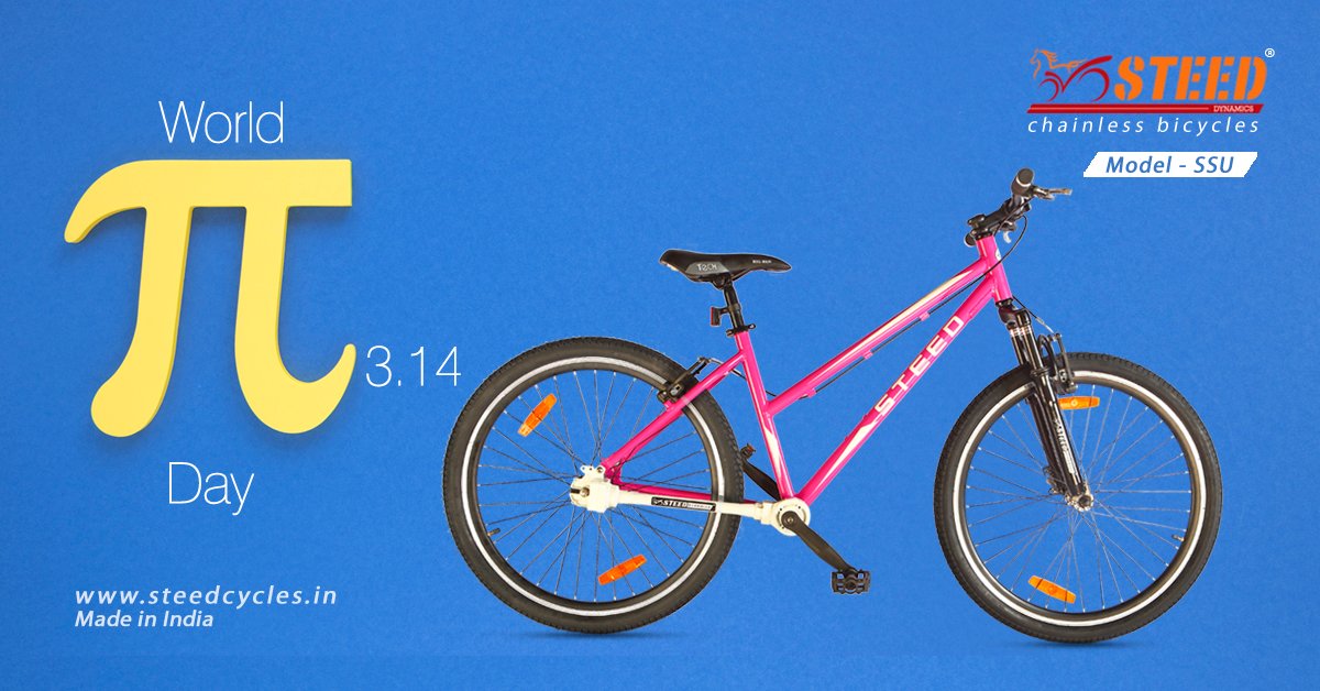 SteedChainless's tweet photo. Steed Chainless Bicycles, the first and only chainless bicycles in India, celebrates Pi Day.

For more information, visit https://t.co/hG6uc65mqQ

#steedchainlessbicycles, #PropellerShaftDrive, #chainlessbicycles, #bicycles, #piday https://t.co/f7QuDG0g6k