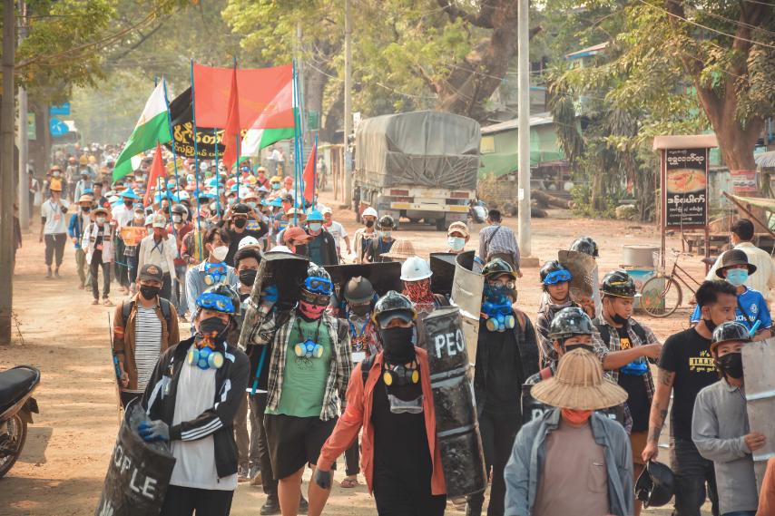 မကွေးတိုင်း၊ အောင်လံမြို့မှာ မတ် ၁၄ ရက်နေ့ ဒီနေ့မှာ စစ်ကောင်စီကို အရှိန်အဟုန်မပျက် ဆန္ဒပြကြပါတယ်။