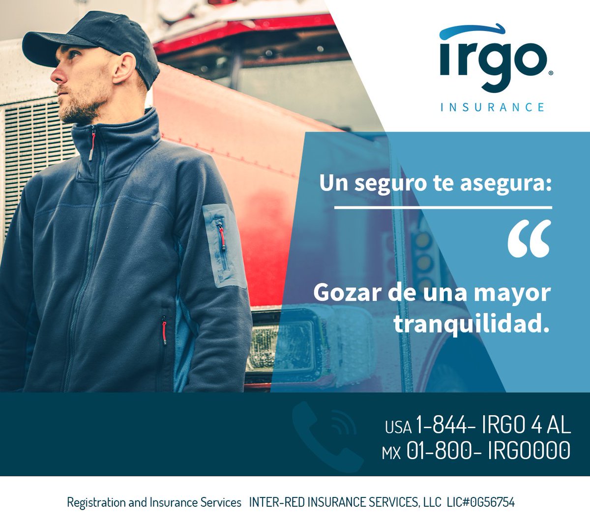 IRGOInsurance's tweet image. #IRGOBeneficios | Un seguro te asegura - Gozar de una mayor tranquilidad.

Para más detalles llámanos:
US 1-844-IRGO4AL
MX 01-800-IRGO000
irgoinsurance.com

#Insurance #IRGO #Seguros #IRGOInsurance #Proteccion #Traileros #TruckStop #TruckersLife #TruckLife