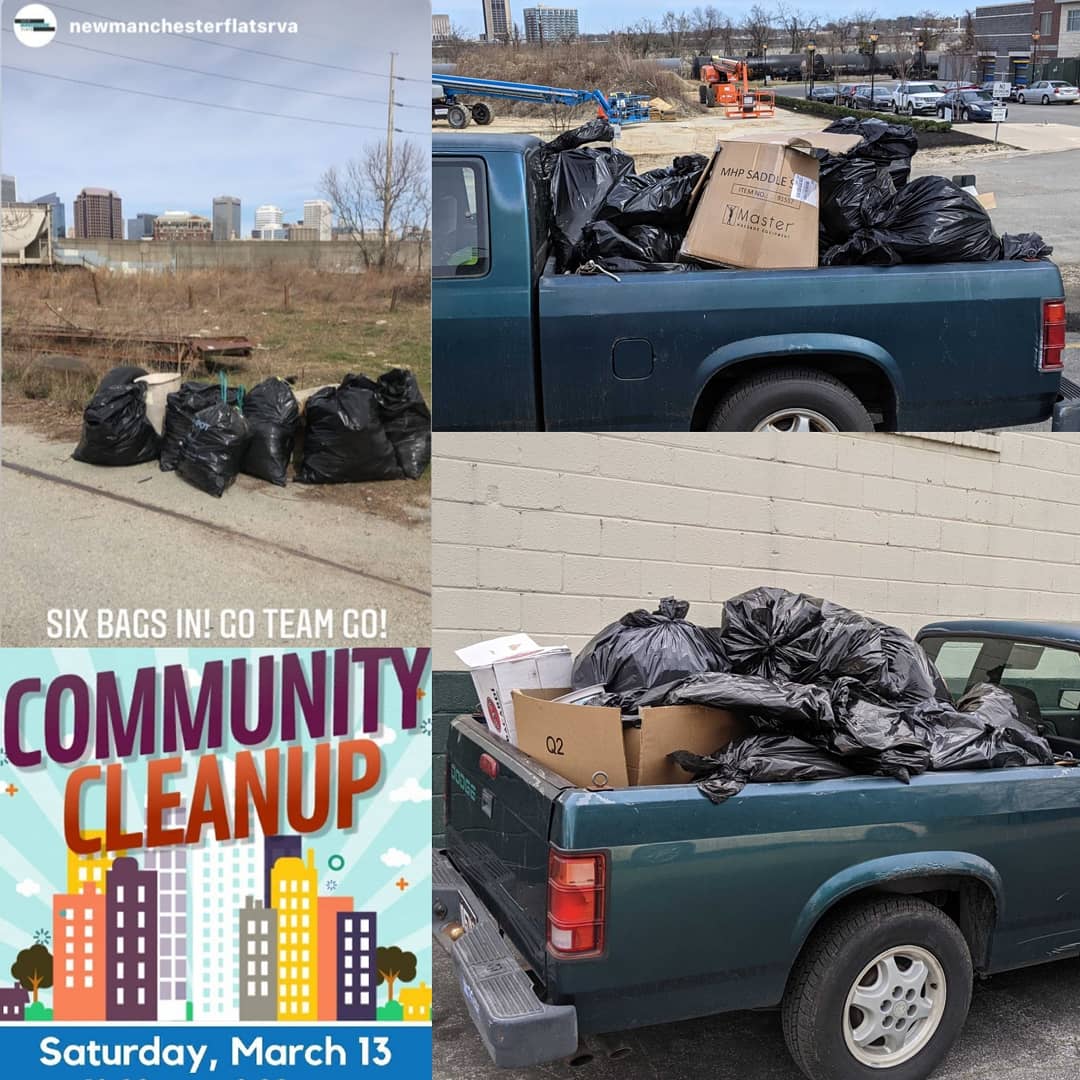 manchester_rva's tweet photo. *Update* - over 40 bags of trash were collected today!! Another huge thanks to all the #ManchesterRVA residents, property managers, and stakeholders who helped clean the streets. YOU embody the word {community} in its fullest sense ♥️ Next cleanup on Saturday, April 10th! https://t.co/qZsVEST3Xu