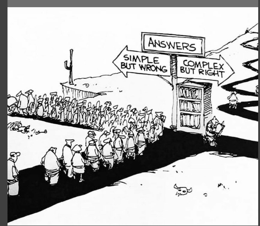 Simple is not easy. Wrong answer. wrong direction. simple not right complex but right way. it&#039;s better to walk alone, that with a crowd going in the wrong direction..