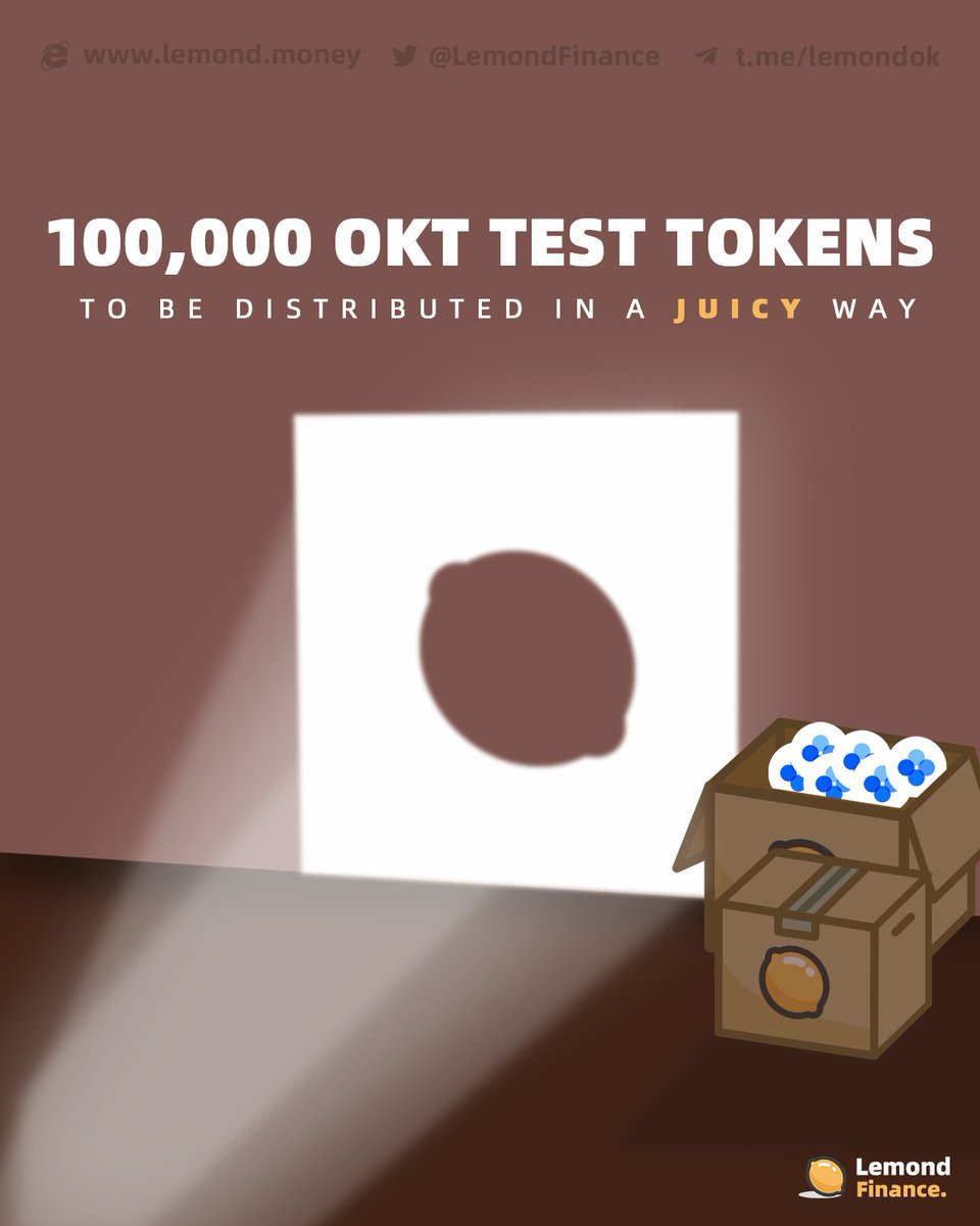 Lemonders, guess you might in need of this. Get it by simply doing:

1 Follow us.
2 Comment with your ERC20 wallet address under this tweet.
3 Retweet.
It’s #Juicy done!

*First Come First Served.
*100 OKT test token per address per account.
*Distribution to be done within 24hrs.