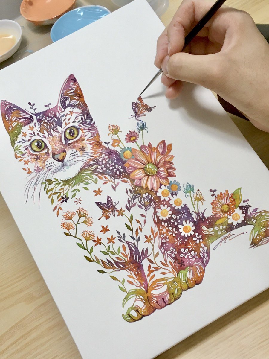 花ネコ#ネコ #猫 」|タケダヒロキのイラスト 花ネコ#ネコ #猫 」|タケダヒロキのイラスト
