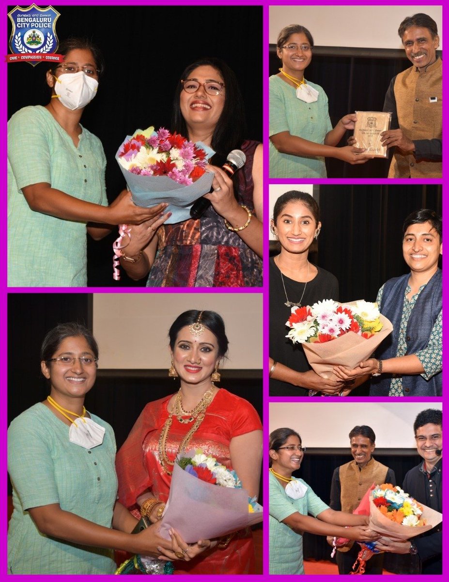 BlrCityPolice's tweet photo. Big thanks also to the artists who were part of the entertaining evening the melodic @reena_hebbar,hilarious comic @aiyyoshraddha,delightful magician @nakulshenoy and shadow artist @prahladacharya and incomparable @actressharshika for making it an unforgettable experience for all https://t.co/Ogj7XO21y6