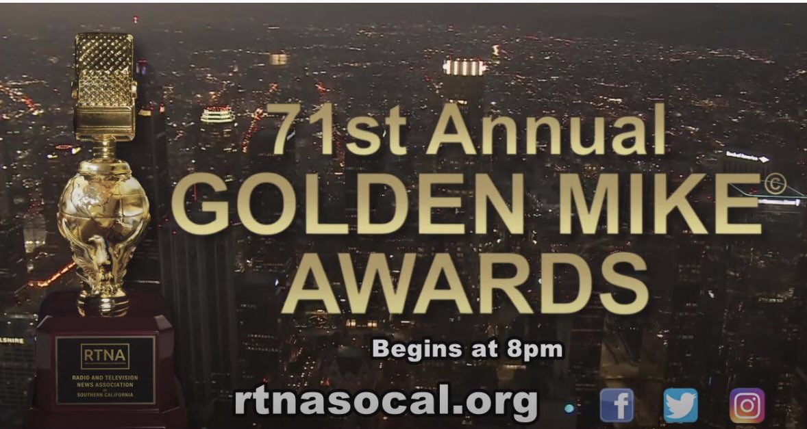 🏆The 71st Golden Mike Awards® Ceremony Join us today at 8 p.m. RTNA Website rtnasocal.org The show will also be available on YouTube. Please share! 📺🎙📡