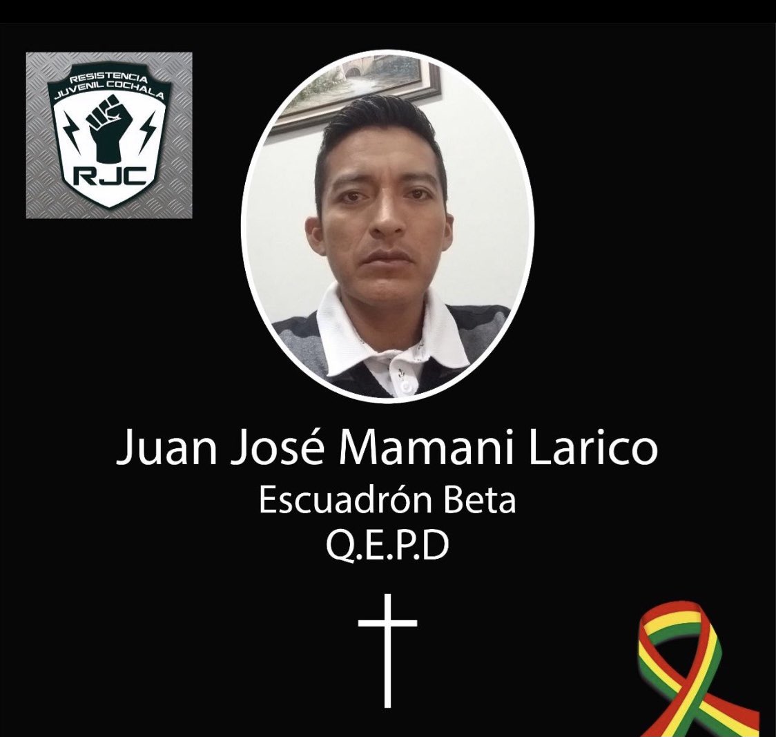 VanessaBolivia's tweet photo. Detienen al líder de RJC al que protegió #Cochabamba de las hordas masistas que entraron a masacrar a los cochabambinos. Mataron a golpes a Limbert Guzman y Juan Jose Mamani. Claro pero estos maleantes cocaleros tienen impunidad. @AndronicoRod esta es tu justicia? https://t.co/0k3IQS2Jfu