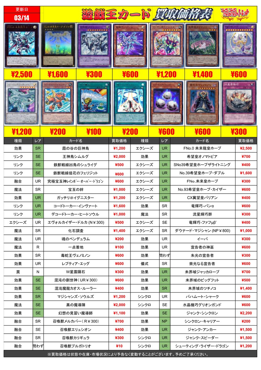 福福トレカ秋葉原店 遊戯王 ポケカ ヴァイスシュヴァルツ 高価買取中 V Twitter 遊戯王買取情報 毒蛇王ヴェノミノンsr 700 究極宝玉神レインボー オーバー ドラゴン 600 召喚獣メルカバー Sr 700 ジャンク シンクロン Se 20 Fno 0未来龍皇ホープ 2500 未界域のツチノコ 1400 福福トレカ秋葉原店 遊戯王 ポケカ ヴァイスシュヴァルツ 高価買取中 V Twitter 遊戯王買取情報 毒蛇王ヴェノミノンsr 700 究極宝玉神レインボー オーバー ドラゴン 600 召喚獣メルカバー Sr 700 ジャンク シンクロン Se 20 Fno 0未来龍皇ホープ 2500 未界域のツチノコ 1400