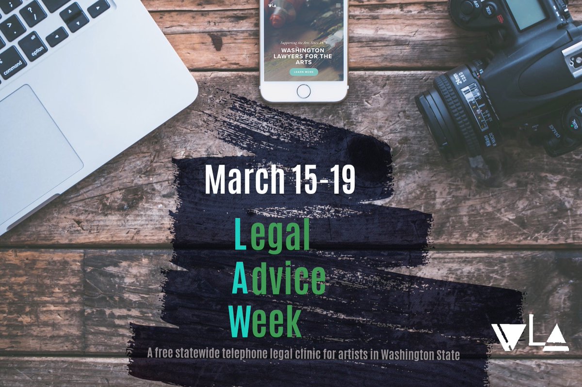 March LAW starts on the 15th! 

Washington Lawyers for the Arts continues its week-long, pro bono telephonic clinic. 

Artists and art professionals can get 30 minutes free advice related to their legal issues. 

For more information click here: 
thewla.org/wla-calendar/2…