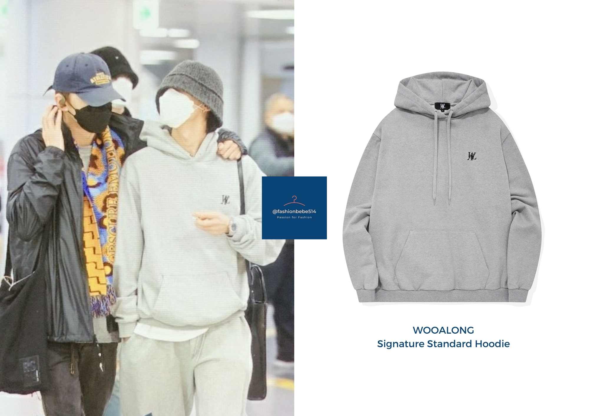 WOOALONG Signature Hood Zip-Up Gray ウアロン