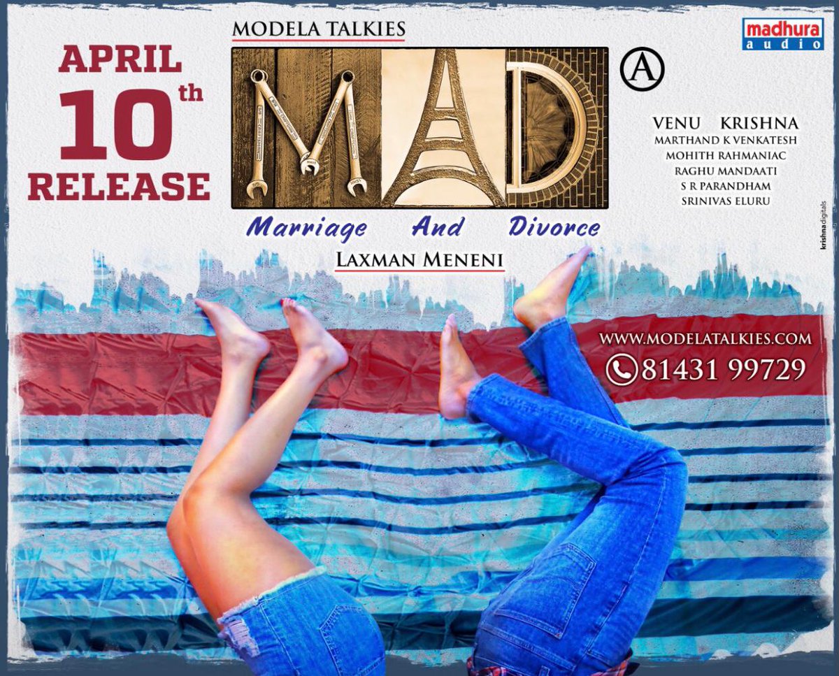 New Age Romantic Entertainer #MAD Will Release On April 10th #MadhavChilukuri @ImSpandanaa @actorrajath @SwetaaVarma #SriRamSrimanasvi @RaghuMandaati @MohithRahmaniac @madhuraaudio