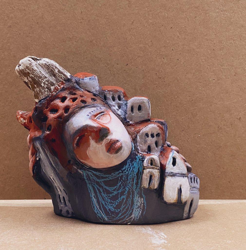 JeanneMarieArts's tweet image. I made this piece in November and last night I started putting my first layers are down. And we are loving the journey so far. #leanintome workshop piece. Driftwood and paperclay. So much joy!