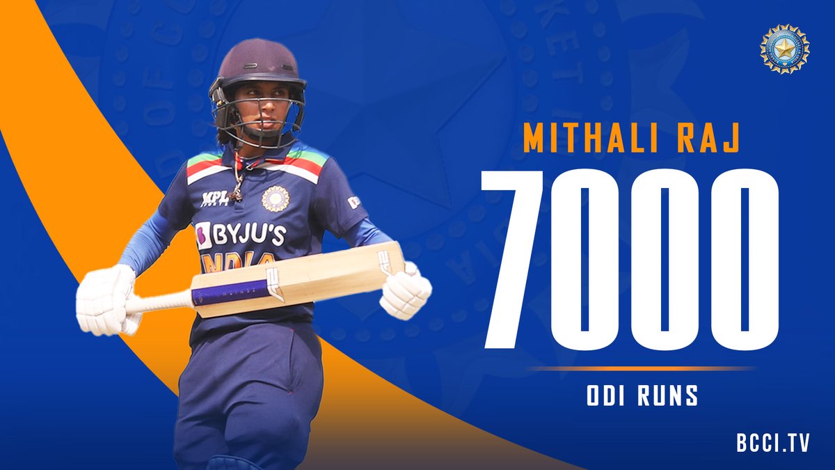 BCCIWomen's tweet photo. Magnificent Mithali! 🙌🙌

#TeamIndia ODI skipper becomes the first woman cricketer to score 7⃣0⃣0⃣0⃣ ODI runs. 👏👏

What a performer she has been! 👍👍

@M_Raj03 @Paytm #INDWvSAW https://t.co/qDa6KZymlg
