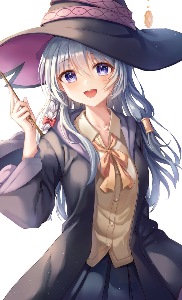 elaina (majo no tabitabi) 1girl solo hat witch hat wand long hair holding wand  illustration images