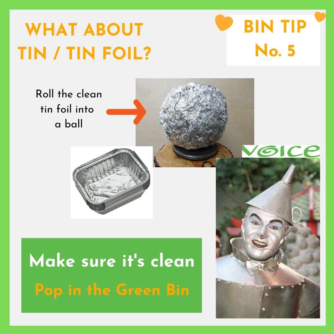 VOICE_Ireland's tweet photo. Tip No. 5 : TIN FOIL : Clean it, dry it, roll it into a ball and into the GREEN Bin.
That's how the bin likes it #globalrecyclingday #binlove #circulareconomy #plasticwaste @foeireland @VOICE_Ireland https://t.co/O6V1Hfjicx