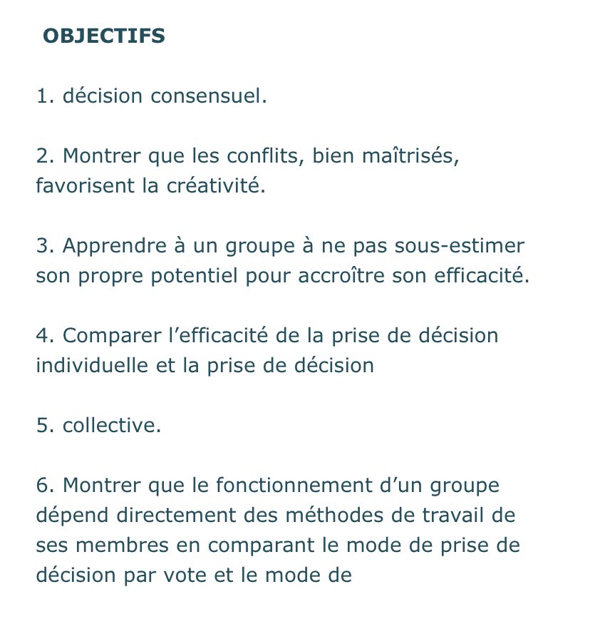 Le jeu de la NASA (en anglais, Nasa Game) est un jeu de rôle utilisé pour la formation à l'animation d'équipes : déroulé de l’exercice  desirsdecole.fr/une-%C3%A9cole…