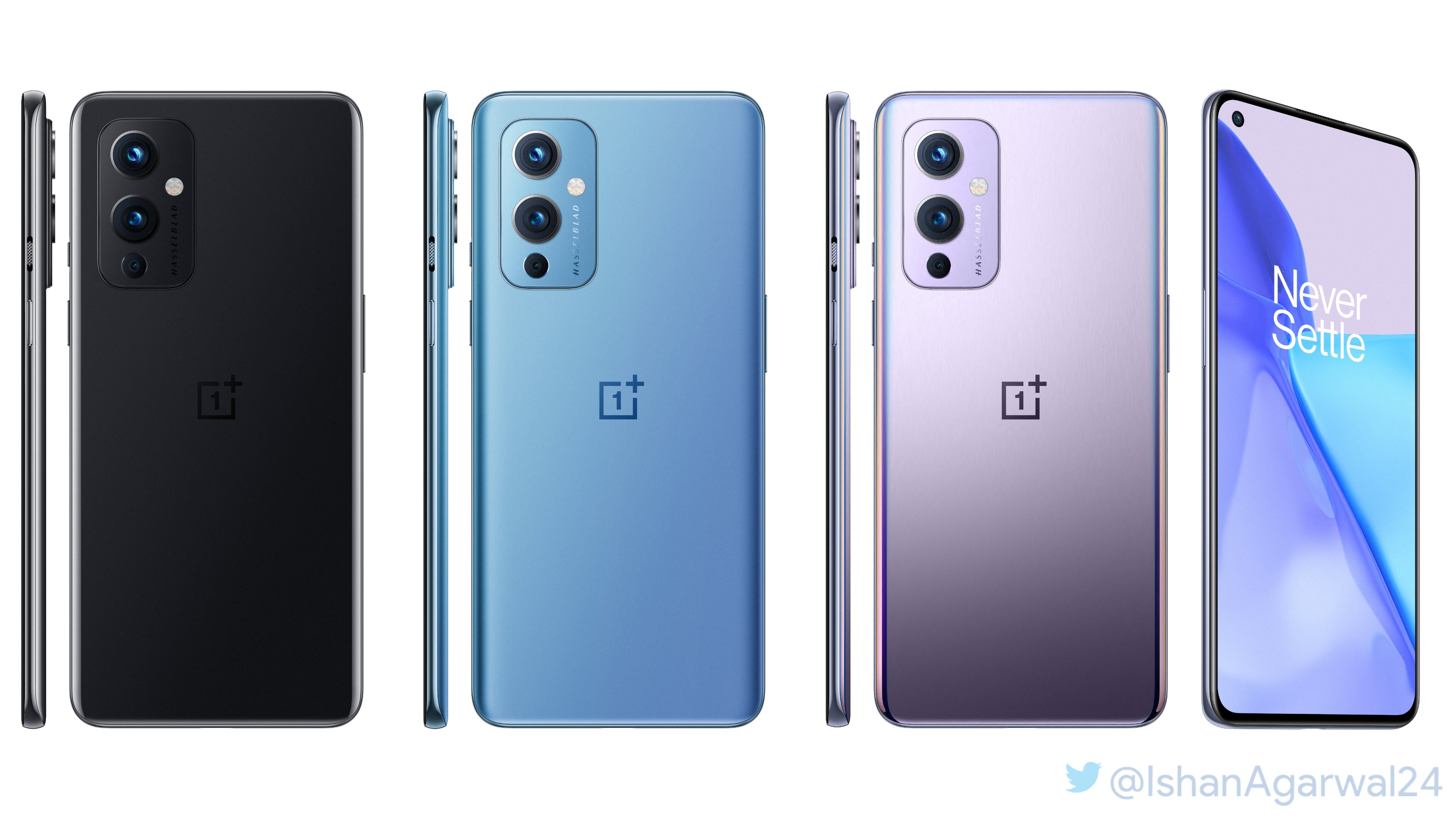 Ishan Agarwal Oneplus 9 5g High Quality 4k Watermark Less Renders Color Options Stellar Black Arctic Sky Winter Mist A Flat Display Seems Like Oneplus Is Adopting A Plastic Frame