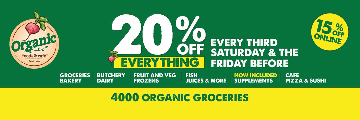 🙋‍♀️🙋‍♂️Folks!
Just an organic reminder to let you know our 20% Discount days are this #weekend on the 𝟏𝟗𝐭𝐡 &amp; 𝟐𝟎𝐭𝐡 𝐌𝐚𝐫𝐜𝐡. 
Have you got your shopping lists ready yet? 🛒
#OrganicFoodsandCafe #DiscountWeekend #PromoWeekend #DubaiWeekends #AbuDhabiWeekends #GroceryShopping