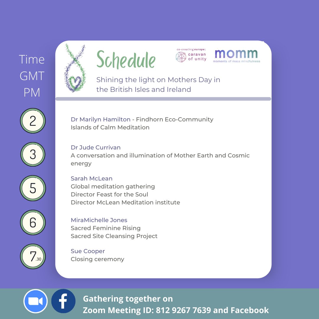 💫Today💫
⏱ 9 am to 8 pm GMT 
Shining the light on Mothers Day in the British Isles and Ireland
A celebration of The Mothers in all dimensions.  The Essence and Nature of Compassion: Care: Connection: 

Join in on zoom:
us02web.zoom.us/j/81292677639