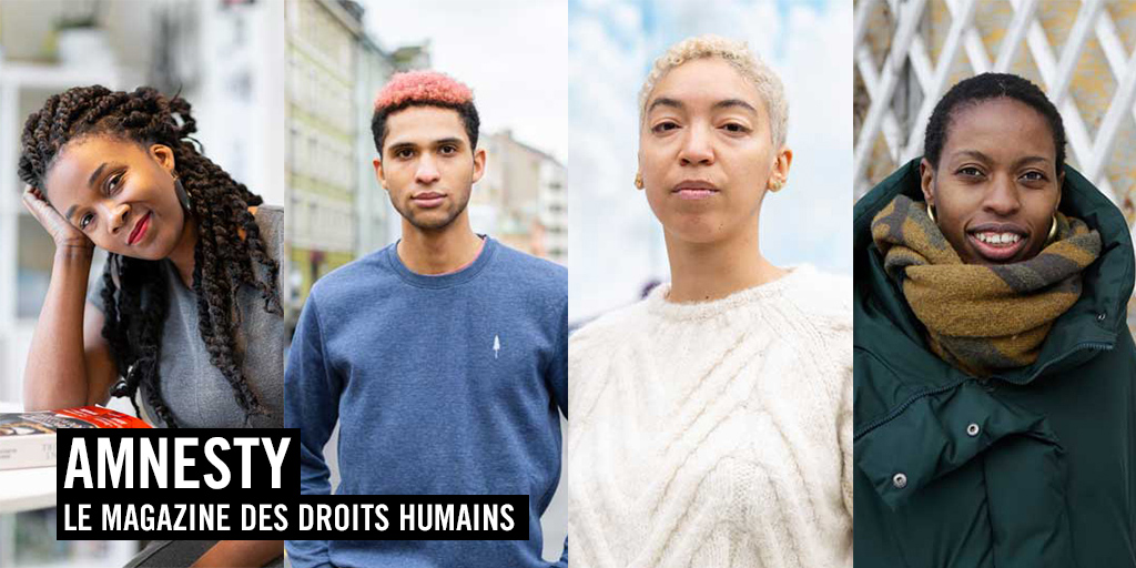 Amnesty_Suisse's tweet photo. Quatre personnes afro-descendantes partagent leurs réflexions sur le #racisme en #Suisse, tout en esquissant les enjeux actuels autour de cette question. Les portraits de Rispa Ste-phen, Licia Chery, Denis Sorie et Noémi Michel. #MagazineAMNESTY 👉 https://t.co/YyUxnxbSCa https://t.co/NX3aN3wLks