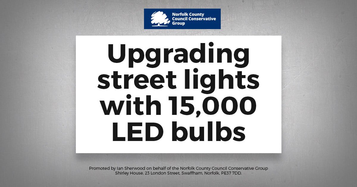 We are upgrading Norfolk’s street lights as part of our commitment to be a carbon neutral Council by 2030 🌳

We’ve already installed 11,000 across Norfolk.