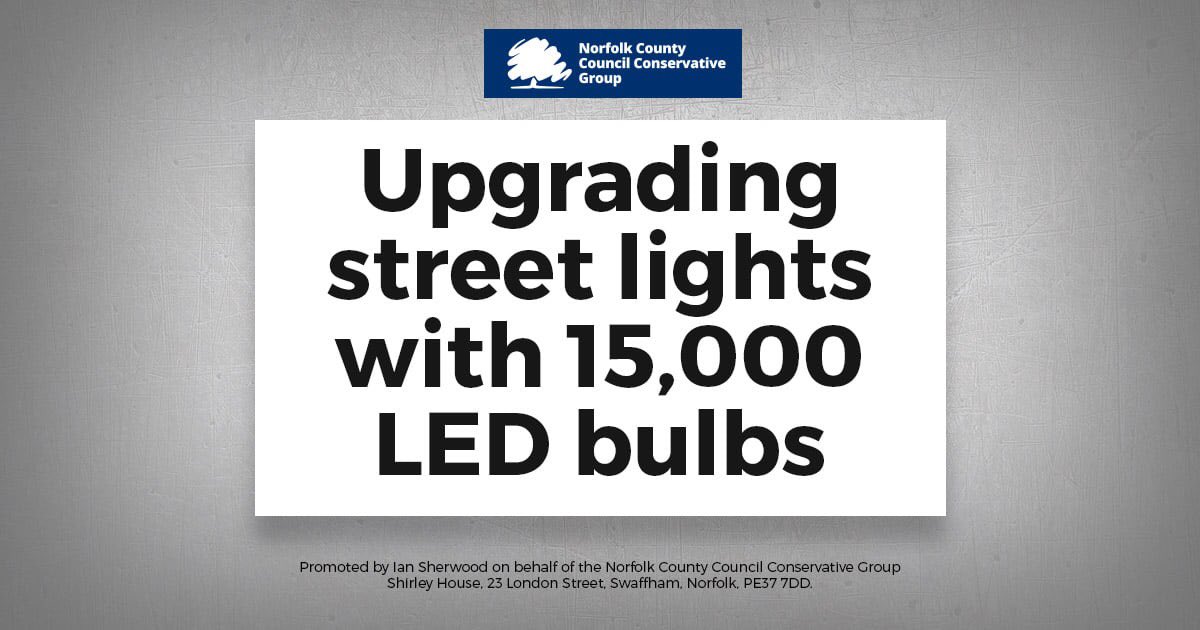 We are upgrading Norfolk’s street lights as part of our commitment to be a carbon neutral Council by 2030 🌳 We’ve already installed 11,000 across Norfolk.