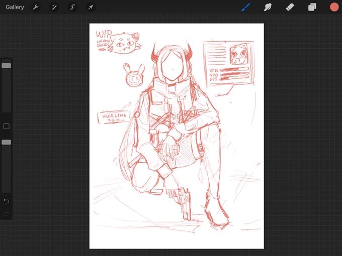 Currently  out  the  past  few  days  and  I  do  not  have  my  drawing  tab  w  me  so  heres  an  OC  wip  I  drew  on  the  iPad  OTL 