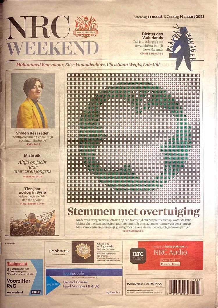 Hoe geweldig is dit? De voorpagina van <a href="/nrc/">NRC</a> geeft stemadvies. 😉 

Met grote dank aan @tcvdw1605 

#PlanB #Verkiezingen2021
