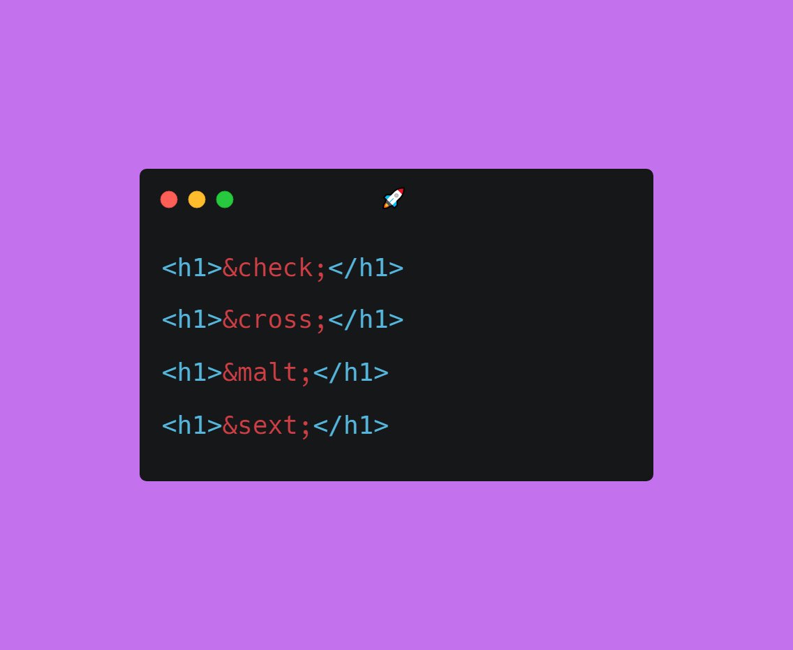 Prathkum's tweet image. You can use HTML entity or HTML code to print some cool symbols or icons