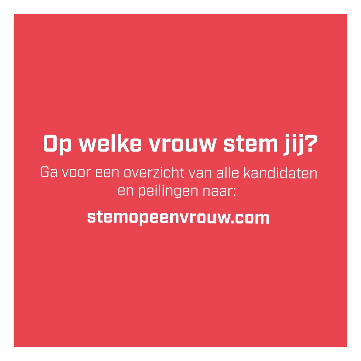 Hoe krijg je met jouw stem meer vrouwen verkozen? 👀 Stem niet automatisch op de eerste vrouw (zij haalt het vaak toch wel) en kijk naar de peilingen: welke vrouwen hebben jouw stem echt nodig?
LET OP: Staat er een vrouw direct boven de peiling? Ook zij kan jouw stem gebruiken!🧡