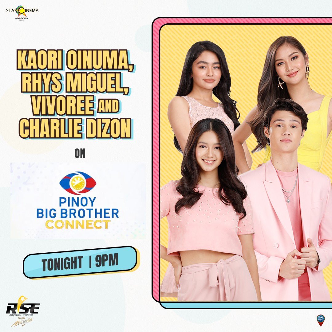 riseartistsph's tweet photo. catch #Vivoree, #KaoriOinuma, #RhysMiguel, and #CharlieDizon tonight on #PBBConnectBigNight ✨ https://t.co/sBHcW4SOQY