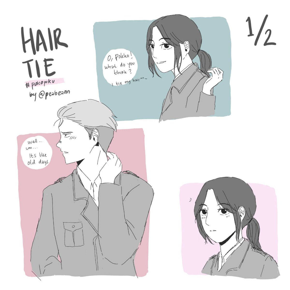 peabeann's tweet image. [Eng ver.]
Hair Tie
#pieckfinger #porcogalliard #포코피크 #ポコピク #pokopiku