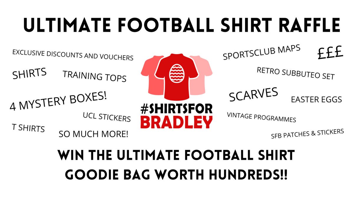 KitView_'s tweet photo. WIN A HUGE FOOTBALL SHIRT ULTIMATE GOODIE BAG!❤️👕

To enter:

🎗 Donate to #ShirtsForBradley
🆙 Every £1 = 1 entry, so £5 = 5 entries
📝 Add your username to the donation
🔄 RT this tweet

Just Giving Page:

https://t.co/1xskQMUatT

You simply have to see the prize list below!👇 https://t.co/UE2nGCI5T3